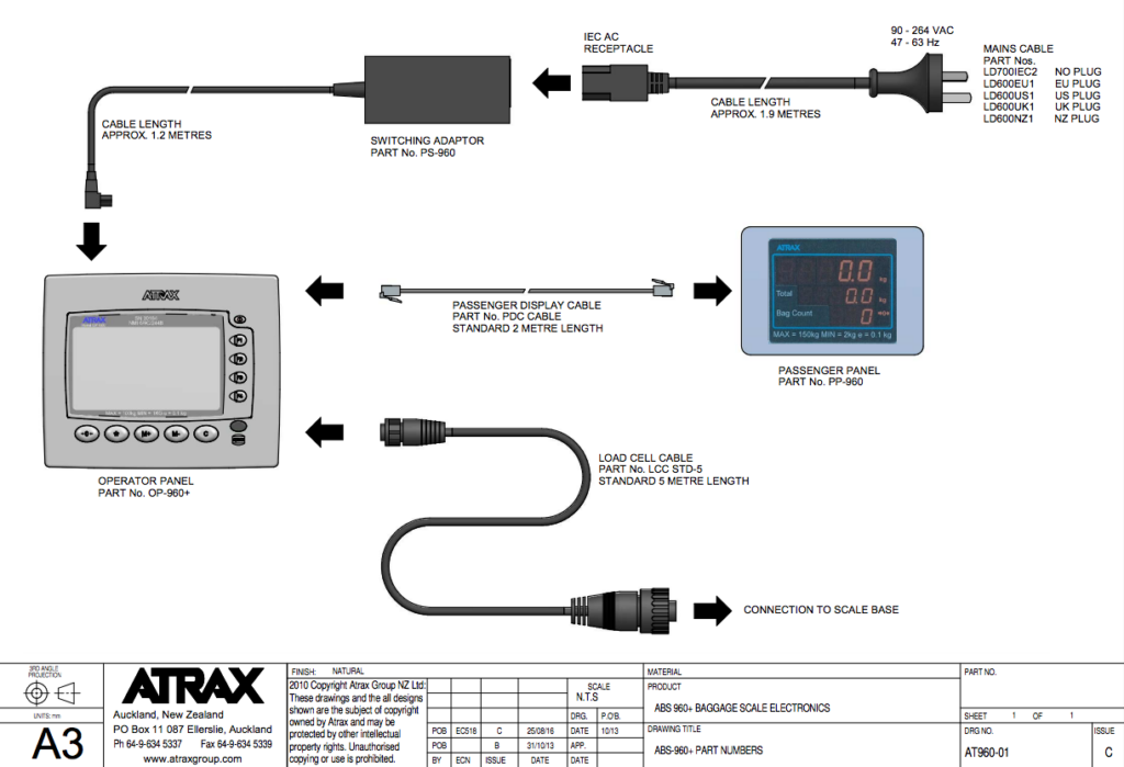 Atrax ABS 960+ Baggage Scale Electronics Diagram